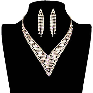 AB Gold Rhinestone Pave V Shape Collar Necklace, get ready with this rhinestone necklace to receive the best compliments on any special occasion. Put on a pop of color to complete your ensemble and make you stand out on special occasions. Awesome gift for birthdays, anniversaries, Valentine’s Day, or any special occasion.