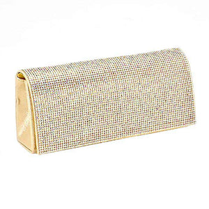 AB Gold Shimmery Evening Clutch Bag, This evening purse bag is uniquely detailed, featuring a bright, sparkly finish giving this bag that sophisticated look that works for both classic and formal attire, will add a romantic & glamorous touch to your special day. This is the perfect evening purse for any fancy or formal occasion when you want to accessorize your dress, gown or evening attire during a wedding, bridesmaid bag, formal or on date night.