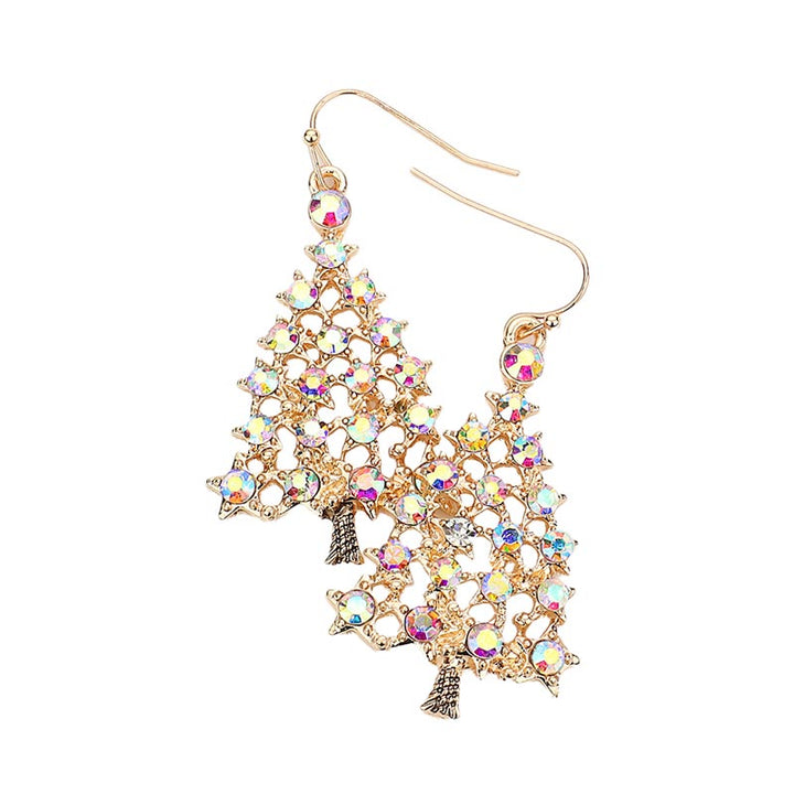 AB Gold Trendy Christmas Tree Dangle Earrings, Show your spirit with these fantastic Christmas Tree Earrings! Carry the spirit of Christmas with you wherever you go. They will dangle on your earlobes & bring a smile to those who look at you. Great gifts for Christmas, Thanksgiving, New Year, Anniversary Gift, Mother's Day Gift, Graduation Gift, Gift, Birthday and other special occasions.