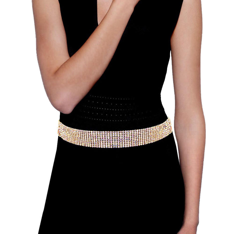 AB Gold Trendy Fashionable Nine Rows Rhinestone Belt. A timeless selection, Bridal Belt, Rhinestone Belt, Bridal Belt Sash, Wedding Belt is exceptionally elegant, adding an exquisite detail to your wedding dress or tie it on your hair for a glamorous to any outfit.