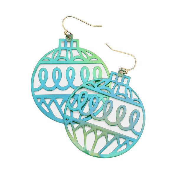 AB Green Christmas Ornament Metal Cutout Dangle Earrings, embrace the spirit of Christmas with these beautiful Christmas metal dangle earrings. These earrings are the perfect choice for this festive season, especially this Christmas. These earrings will dangle on your earlobes & bring a smile of joy to those who look at you. Perfect Gift for December Birthdays, Christmas, Stocking Stuffers, Secret Santa, BFF, also nice for festive decorations gifts for your friends and family. Merry Christmas.