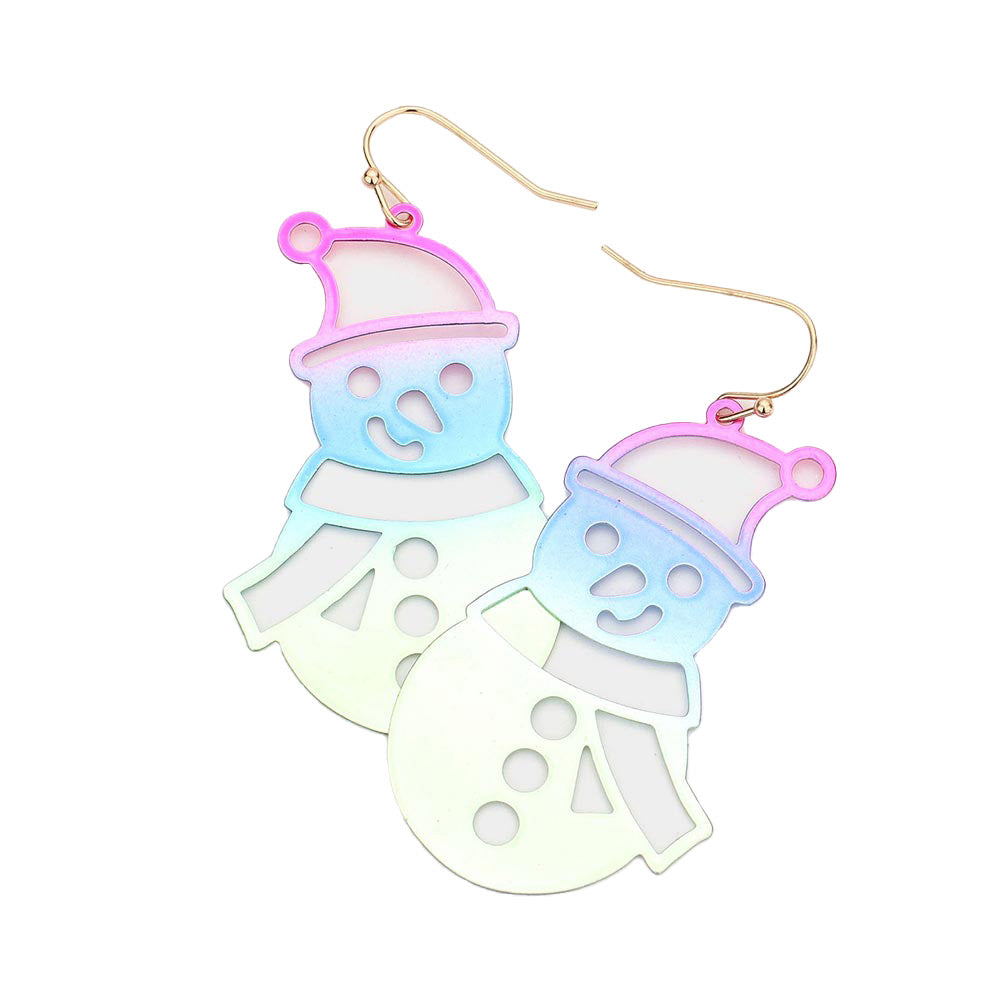 AB Green Snowman Metal Cutout Dangle Earrings, embrace the spirit of Christmas with these beautiful Christmas-themed metal dangle earrings. These earrings are the perfect choice for this festive season, especially this Christmas. These earrings will dangle on your earlobes & bring a smile of joy to those who look at you. Perfect Gift for December Birthdays, Christmas, Stocking Stuffers, Secret Santa, BFF, also nice for festive decorations gifts for your friends and family. Merry Christmas.