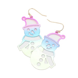 AB Multi Snowman Metal Cutout Dangle Earrings, embrace the spirit of Christmas with these beautiful Christmas-themed metal dangle earrings. These earrings are the perfect choice for this festive season, especially this Christmas. These earrings will dangle on your earlobes & bring a smile of joy to those who look at you. Perfect Gift for December Birthdays, Christmas, Stocking Stuffers, Secret Santa, BFF, also nice for festive decorations gifts for your friends and family. Merry Christmas.