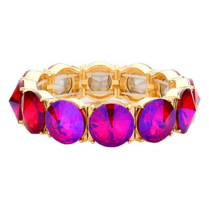 AB Purple Round Stone Stretch Evening Bracelet, These gorgeous stone pieces will show your class on any special occasion. Eye-catching sparkle, the sophisticated look you have been craving for! This Stone evening bracelet sparkles all around with its surrounding round stones, the stylish stretch bracelet that is easy to put on, and take off, and comfortable to wear. It looks so pretty, bright, and elegant on any special occasion. 