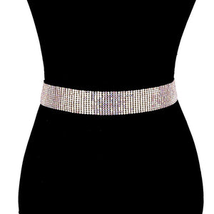 AB Crystal Accented Rhinestone Embellished Belt Glamorous Rhinestone Belt, luminous crystals add luxurious shine to this eye-catching rhinestone belt, dare to dazzle with this radiant accessory, coordinates with any ensemble, ideal for Bride, Wedding, Prom, Sweet 16, Quinceanera, Graduation, Party, Cocktail. Perfect Gift.