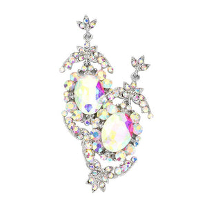 AB Rhodium Oval bubble crystal rhinestone evening earrings. Get ready with these bright earrings, put on a pop of color to complete your ensemble. Perfect for adding just the right amount of shimmer & shine and a touch of class to special events. Perfect Birthday Gift, Anniversary Gift, Mother's Day Gift, Graduation Gift.