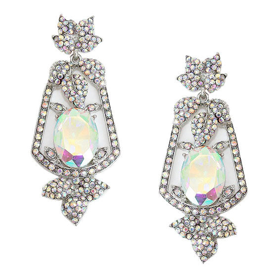 AB Rhodium Oval Crystal Rhinestone Leaf Evening Earrings. Look like the ultimate fashionista with these Earrings! Add something special to your outfit this Valentine! special It will be your new favorite accessory. Perfect Birthday Gift, Anniversary Gift, Mother's Day Gift, Graduation Gift, Valentine's Day Gift.