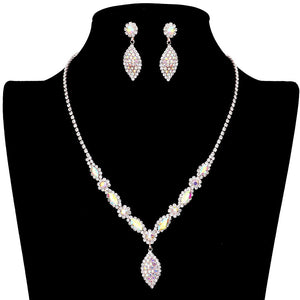 AB Rose Gold Marquise Accented Rhinestone Necklace, stunning jewelry set will sparkle all night long making you shine out like a diamond. simple sophistication makes a standout addition to your collection designed to accent the neckline adds a gorgeous stylish glow to any outfit style, jewelry that fits your lifestyle! Perfect Birthday Gift, Valentine's Day Gift, Anniversary Gift, Mother's Day Gift, Just Because Gift.