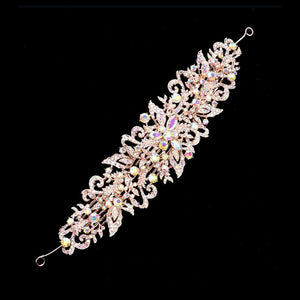 AB Rose Gold Stone Embellished Flower Cluster Bun Wrap Headpiece. Perfect for adding just the right amount of shimmer & shine, will add a touch of class, beauty and style to your wedding, prom, special events, embellished glass to keep your hair sparkling all day & all night long.Perfect for daily wear or special occasion such as dancing party, festival, ceremony, evening dinner, photography, seaside beach etc.