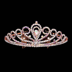 AB Rose Gold Teardrop Crystal Rhinestone Pageant Princess Tiara, the tiara is made of beautiful rhinestones that amp up your beauty to a greater extent on special occasions. It perfectly adds luxe to your outfit and makes you more gorgeous. It's easy to put on & off and durable. The stunning hair accessory is really beautiful, Pretty, and lightweight. Makes You More Eye-catching at special events and wherever you go.