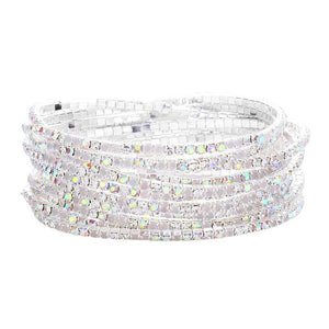 AB Silver 12PCS Colorful Rhinestone Layered Stretch Bracelets. A stunning bracelet is sure to get you noticed and adds a gorgeous glow to any outfit. Cute stretch and subtle sleek style, are just what you need to update your wardrobe. perfect for a night out on the town or a black tie party, ideal for Special Occasion, Prom or an Evening out. Awesome gift for birthday, anniversary, Valentine’s Day, or any special occasion, Thank you, Gift.
