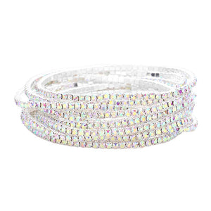 AB Silver 12Pcs Stackable Rhinestone Stretch Evening Bracelets, A stunning bracelet is sure to get you noticed and adds a gorgeous glow to any outfit. Perfect for a night out on the town or a black tie party, ideal for Special Occasion, Prom or an Evening out. Awesome gift for birthday, anniversary, or any special occasion.