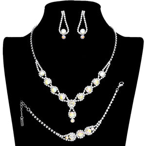 AB Silver 3PCS Rhinestone Bubble Necklace Jewelry Set, These glamorous Rhinestone Bubble jewelry sets will show your perfect beauty & class on any special occasion. The elegance of these rhinestones goes unmatched. Great for wearing at a party! Perfect for adding just the right amount of glamour and sophistication to important occasions. These classy Rhinestone Bubble Jewelry Sets are perfect for parties, Weddings, and Evenings.
