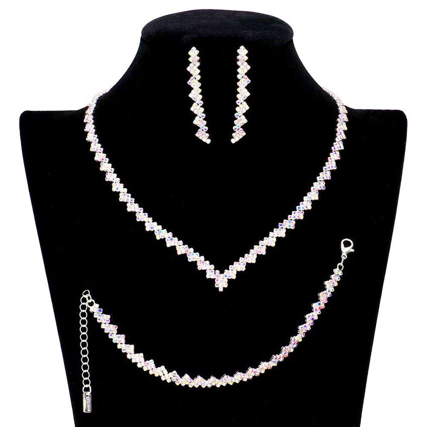 AB Gold 3PCS Rhinestone Pave Necklace Jewelry Set. These gorgeous rhinestone pieces will show your class in any special occasion. The elegance of these Stone goes unmatched, great for wearing at a party! . Perfect for adding just the right amount of glamour and sophistication to important occasions. These classy marquise necklaces are perfect for Party, Wedding and Evening. Awesome gift for birthday, Anniversary, Valentine’s Day or any special occasion.