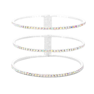 AB Silver 3Row Split Layer Round Crystal Detail Cuff Evening Bracelet, is an awesome evening bracelet to enlighten your outfit on special occasions and make you feel absolutely special. It adds a pop of pretty color to enrich your look. Coordinate with any outfit for a special occasion to make you absolutely gorgeous and make yourself stand out from the crowd. This is the jewelry that you need to show off to attract the crowd on a special occasion and make the moments memorable!