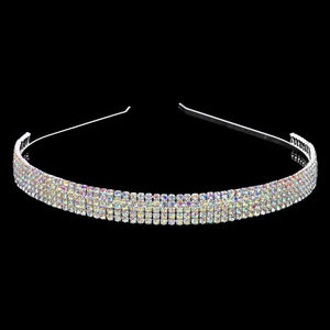 AB Silver 5Rows Rhinestone Headband, add a pop of color to any outfit! These headbands look great and keep your hair in place and you feel so comfy , you will be protected in the harshest of elements, Perfect for a wide range of sports, from yoga and hiking to running and cycling. Fabulous gift idea for your loved one or yourself.