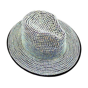 AB Silver Bling Studded Panama Hat, extends your classy look with bling stone that is the perfect addition of luxe. Perfect protection from sunlight even when the Sun is high. An excellent choice for going out for traveling, beach parties, fun times out, and spending leisure time. It keeps the sun off your face, neck, and shoulders. This hat will soon be a favorite accessory that goes with you everywhere to draw attention and receive compliments. Stay gorgeous and classy!