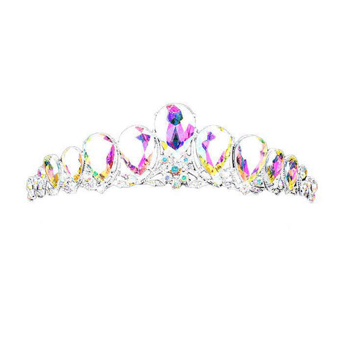 Tiara de princesa con lágrima de cristal - AB Plata