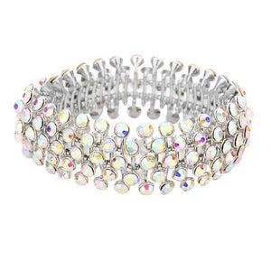 AB Silver Crystal Round Bubble Stretch Evening Bracelet, Get ready with these stretch Bracelets to receive the best compliments on any special occasion. Put on a pop of color to complete your ensemble and make you stand out on special occasions. Perfect for adding just the right amount of shimmer & shine and a touch of class to special events.  This evening bracelet is just what you need to update your wardrobe. Perfect gift for Birthdays, Anniversaries, Mother's Day, Thank you, etc.
