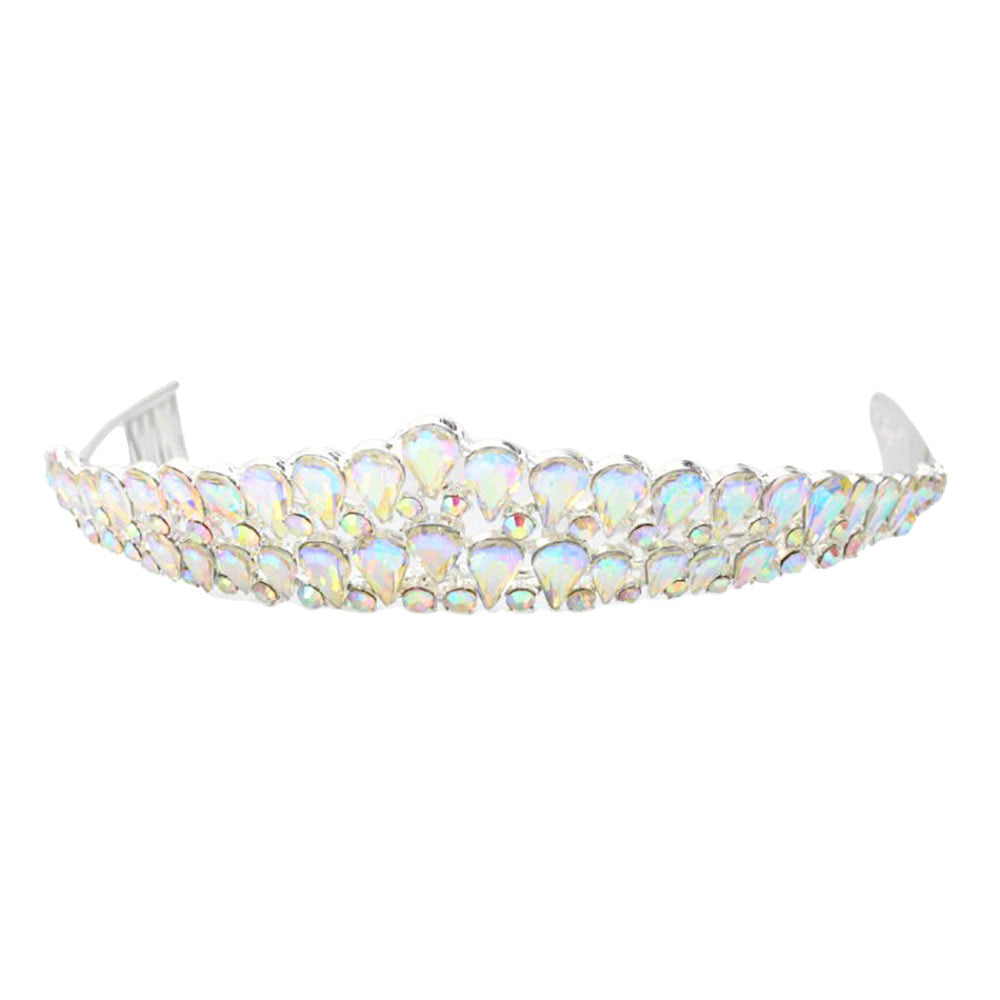 AB Silva Crystal Teardrop Cluster Pageant Queen Tiara, Perfect for adding just the right amount of shimmer & shine, will add a touch of class, beauty and style to your hair sparkling all day & all night long. 