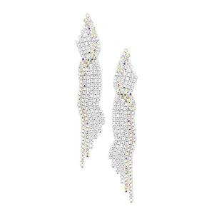 AB Silver Marquise Crystal Rhinestone Pave Evening Earrings, completed the appearance of elegance and royalty to drag the attention of the crowd on special occasions. Wear these rhinestone evening earrings to show your unique yet attractive & beautiful choice. Coordinate these crystal evening earrings with any special outfit to draw everyone's attention.