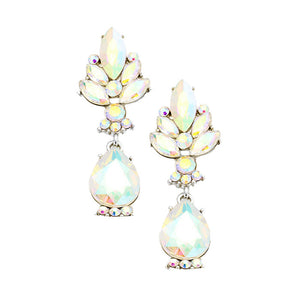 AB Silver Marquise Glass Crystal Teardrop Dangle Evening Earrings Set, dare to dazzle with this bejeweled set, designed to accent the face look, crystals dangle earrings, a perfect way to add sparkle, use together or separate per occasion. Perfect Birthday Gift, Anniversary, Prom, Christmas, Special Occasion, Holiday