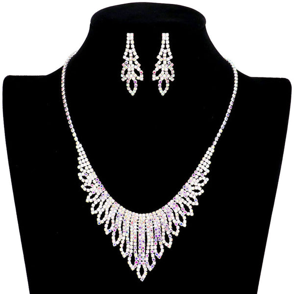 AB Silver Marquise Pointed Rhinestone Pave Necklace, Get ready with these rhinestone Pave Necklace, put on a pop of color to complete your ensemble. Perfect for adding just the right amount of shimmer & shine and a touch of class to special events. Wearing this pave necklace will make you look like extra glamor. Perfect Birthday Gift, Anniversary Gift, Mother's Day Gift, Valentine's Day Gift.