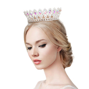 AB Silver Marquise Stone Accented Pageant Crown Tiara, this tiara features precious stones and an artistic design. Makes You More Eye-catching in the Crowd. Suitable for Wedding, Engagement, Prom, Dinner Party, Birthday Party, Any Occasion You Want to Be More Charming.