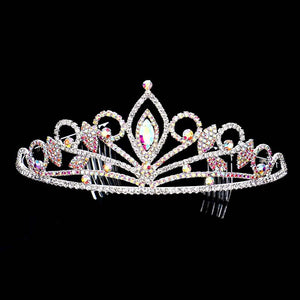 AB Silver Marquise Stone Accented Rhinestone Princess Tiara, this princess tiara is made of rhinestone; Easy wear, sturdy and non-breakable headgear. These hair accessory is really beautiful, Pretty and lightweight. Makes You More Eye-catching at events and wherever you go. Suitable for Wedding, Engagement, Birthday Party, Any Occasion You Want to Be More Charming.