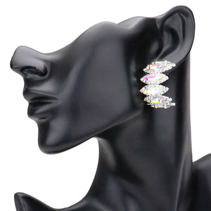 AB Silver Marquise Stone Cluster Half Hoop Evening Earrings, put on a pop of color to complete your ensemble. Beautifully crafted design adds a gorgeous glow to any outfit Perfect for adding just the right amount of shimmer & shine . Perfect Birthday Gift, Anniversary Gift, Mother's Day Gift, Graduation Gift.