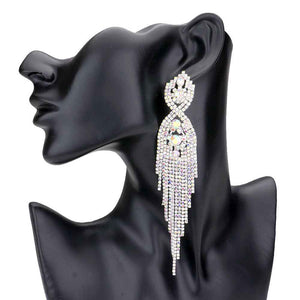 AB Silver Rhinestone Long Drop Statement Evening Earrings. This long drop earrings put on a pop of color to complete your ensemble. Beautifully crafted design adds a gorgeous glow to any outfit. Sparkling rhinestones give these stunning earrings an elegant look. Perfect for adding just the right amount of shimmer & shine. Perfect for Birthday Gift, Anniversary Gift, Mother's Day Gift, Graduation Gift.