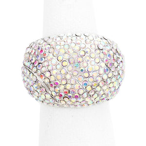 AB Silver Rhinestone Pave Stretch Ring. Beautifully crafted design adds a gorgeous glow to any outfit. Jewelry that fits your lifestyle. Polish your elegance with the sparkling band. If you prefer timeless glamour, this cut is meant for you. Perfect for adding just the right amount of shimmer & shine and a touch of class to special events. Perfect Birthday Gift, Anniversary Gift, Mother's Day Gift, Graduation Gift, Just Because Gift, Thank you Gift.