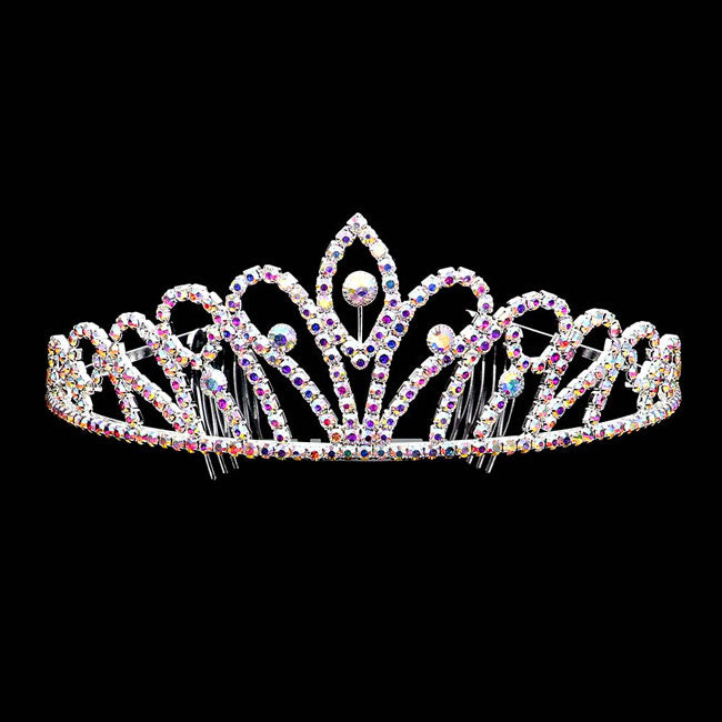 AB Silver Rhinestone Princess Tiara. Perfect for adding just the right amount of shimmer & shine, will add a touch of class, beauty and style to your wedding, prom, special events, embellished glass crystal to keep your hair sparkling all day & all night long. Perfect Birthday, Anniversary , Mother's Day, Graduation Gift.