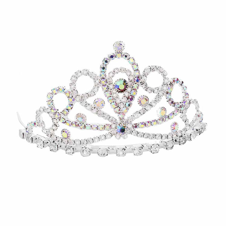 AB Silver Round Floral Crystal Rhinestone Princess Mini Tiara. Elegant and sparkling, this tiara features stones and an artistic floral design. Makes You More Eye-catching in the Crowd. Suitable for Wedding, Engagement, Prom, Dinner Party, Birthday Party, Any Occasion You Want to Be More Charming.. Perfect for adding just the right amount of shimmer & shine, will add a touch of class, beauty and style to your special events, embellished stone to keep your hair sparkling all day & all night long.