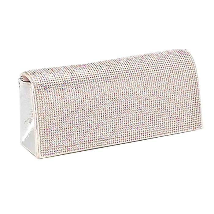 AB Silver Shimmery Evening Clutch Bag, This evening purse bag is uniquely detailed, featuring a bright, sparkly finish giving this bag that sophisticated look that works for both classic and formal attire, will add a romantic & glamorous touch to your special day. This is the perfect evening purse for any fancy or formal occasion when you want to accessorize your dress, gown or evening attire during a wedding, bridesmaid bag, formal or on date night.