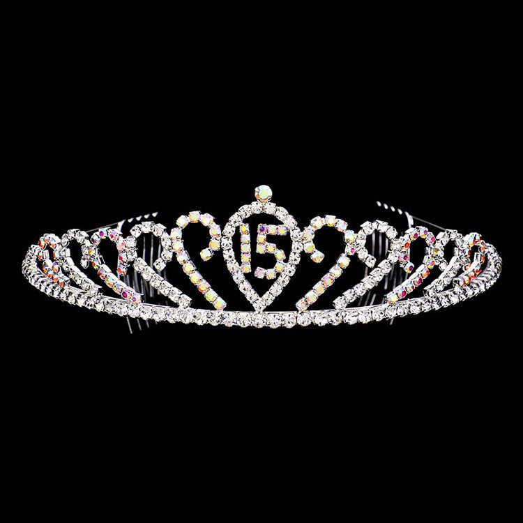AB SIlver Sweet 15 Rhinestone Princess Tiara. The wedding tiara is a classic royal tiara made from gorgeous rhinestone is the epitome of elegance and bridal luxury and grace. Unique Hair Jewelry is suitable for any special occasions such as wedding engagement,prom,evening,etc.It's the most exquisite gift for the bride to be.It as the perfect complement will make your whole wedding dress look come to life.