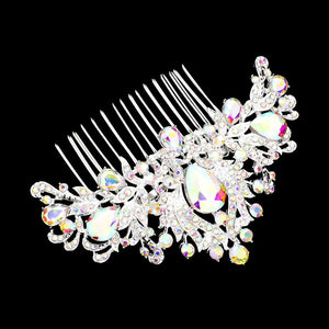 AB Silver Teardrop Stone Accented Rhinestone Pave Hair Comb. Classic Wedding Hair Accessories, fit for bride and bridesmaid. It is perfect for any hair color and type, make you more glam and shine. Add  spectacular sparkle into your hair do. This Rhinestone pave hair comb  is perfect for wedding, engagement, prom, evening, anniversary, party, banquet, dance, friends gathering and performance and so on. It must be a perfect complement for your dress.