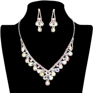 AB Silver Teardrop Stone Accented Rhinestone Pave Necklace. Get ready with these jewellery sets, put on a pop of shine to complete your ensemble. Stunning pave necklace will sparkle all night long making you shine out like a diamond. Perfect for adding just the right amount of shimmer and a touch of class to special events. These classy necklaces are perfect for Party, Wedding and Evening. Awesome gift for birthday, Anniversary, Valentine’s Day or any special occasion.