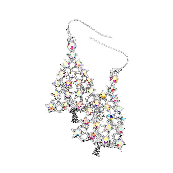 AB Silver Trendy Christmas Tree Dangle Earrings, Show your spirit with these fantastic Christmas Tree Earrings! Carry the spirit of Christmas with you wherever you go. They will dangle on your earlobes & bring a smile to those who look at you. Great gifts for Christmas, Thanksgiving, New Year, Anniversary Gift, Mother's Day Gift, Graduation Gift, Gift, Birthday and other special occasions.