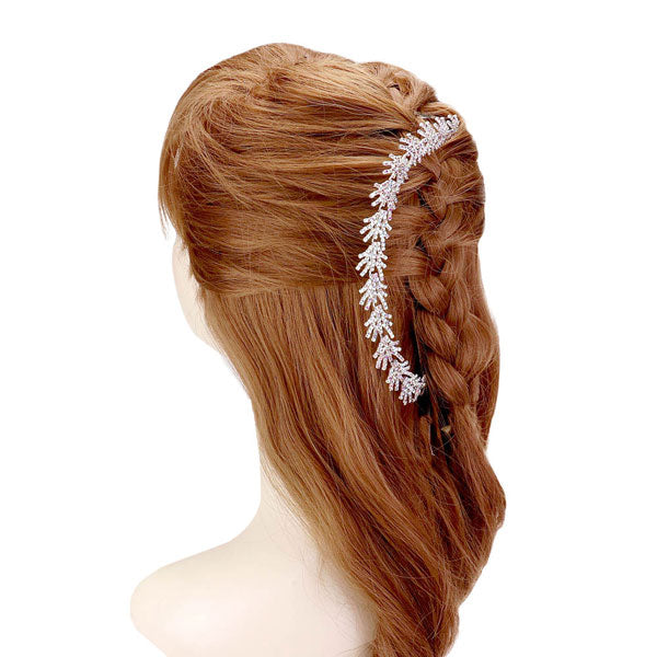 AB Silver Twig Rhinestone Pave Vine Hair Comb. Perfect for adding just the right amount of shimmer & shine, will add a touch of class, beauty and style to your wedding, prom, special events, Rhinestone Pave Vine to keep your hair sparkling all day & all night long. The elegant design will enhance your beauty, attracting everyone's attention and transforming you into a bright star to wear with this hair comb. 