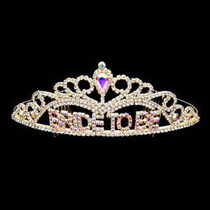 AB Gold Bride To Be Rhinestone Princess Tiara. The wedding tiara is a classic royal tiara made from gorgeous rhinestone is the epitome of elegance and bridal luxury and grace. Unique Hair Jewelry is suitable for any special occasions such as wedding, engagement,prom,evening,etc.It's the most exquisite gift for the bride to be.It as the perfect complement will make your whole wedding dress look come to life.