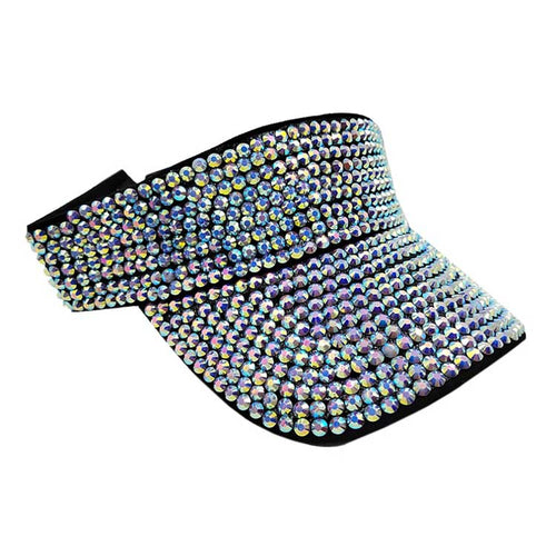 Women's Bling Studded Visor Hat - Ab Black