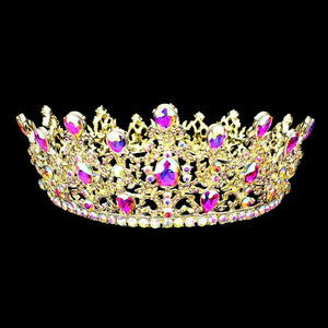 Ab Gold Round Teardrop Stone Accented Princess Tiara, This princess tiara is a classic royal tiara made from gorgeous stone accented is the epitome of elegance. Exquisite design with stunning color and brightness makes you more eye-catching in the crowd and will make you more charming and pretty without fail.