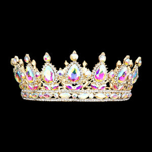 Ab Gold Teardrop Stone Accented Crown Tiara, This crown tiara is a classic royal tiara made from gorgeous stone accented is the epitome of elegance. Exquisite design with beautiful color and brightness makes you more eye-catching in the crowd and will make you more charming and pretty without fail.