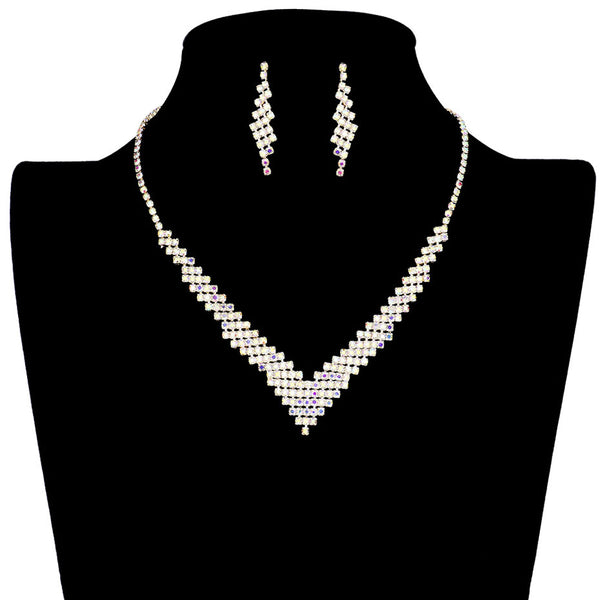Ab Gold V Shaped Rhinestone Pave Necklace, enhance your attire with these vibrant beautiful rhinestone pave necklaces to dress up or down your look. Look like the ultimate fashionista with this rhinestone necklace! add something special to your outfit! It will be your new favorite accessory.