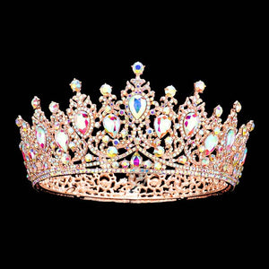 AB Rose Gold Teardrop Stone Accented Crown Tiara, This crown tiara is a classic royal tiara made from gorgeous stone accented is the epitome of elegance. Exquisite design with gorgeous color and brightness, makes you more eye-catching and also it will make you more charming and pretty. Unique hair jewelry is suitable for any special occasion such as birthdays, engagements, weddings, pageants, proms, parties, quinceanera, banquets, celebrations, ceremonies, holidays, anniversaries, costume on Halloween, etc.