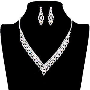 Ab Silver Round Stone Accented Rhinestone Necklace, the Beautifully crafted design adds a gorgeous glow to your special outfit. Rhinestone necklaces that fit your lifestyle on special occasions! The perfect accessory for adding just the right amount of shimmer and a touch of class to special events. 