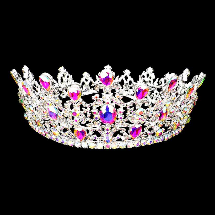 Ab Silver Round Teardrop Stone Accented Princess Tiara, This princess tiara is a classic royal tiara made from gorgeous stone accented is the epitome of elegance. Exquisite design with stunning color and brightness makes you more eye-catching in the crowd and will make you more charming and pretty without fail.