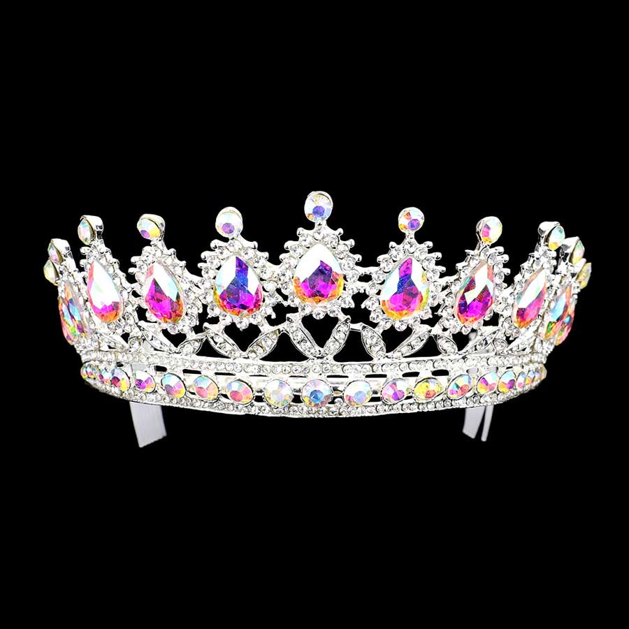 Ab Silver Teardrop Stone Accented Princess Tiara, this princess tiara is a classic royal tiara made from gorgeous stone accented is the epitome of elegance. Exquisite design with gorgeous color and brightness, makes you more eye-catching in the crowd and also it will make you more charming and pretty without fail.