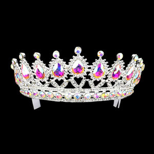 Ab Silver Teardrop Stone Accented Princess Tiara, this princess tiara is a classic royal tiara made from gorgeous stone accented is the epitome of elegance. Exquisite design with gorgeous color and brightness, makes you more eye-catching in the crowd and also it will make you more charming and pretty without fail.